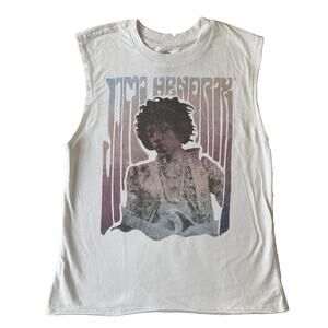 Authentic Hendrix Men Tank Top S White Graphic Print Jimi Hendrix Sleeveless